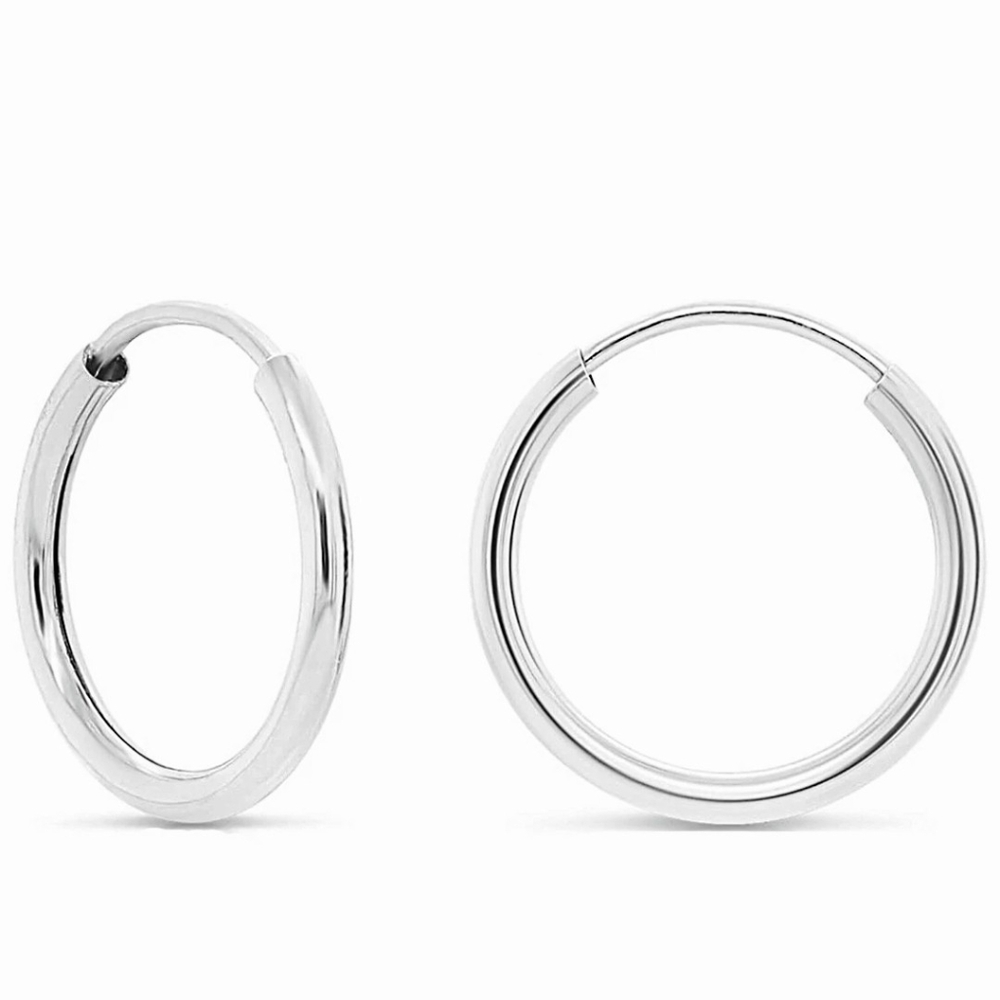 Sterling Silver .925 Small Endless Hoop Earrings Made In India Sz. 12mm